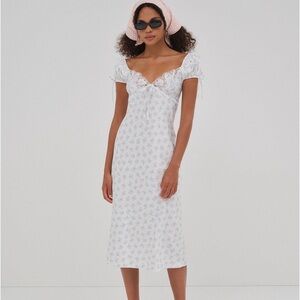 For Love And Lemons Sweet Escape Eyelet White Floral Midi Slip Dress